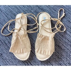 NWOT MIA Camel Leather Gladiator Lace-up Sandals, Sz 8